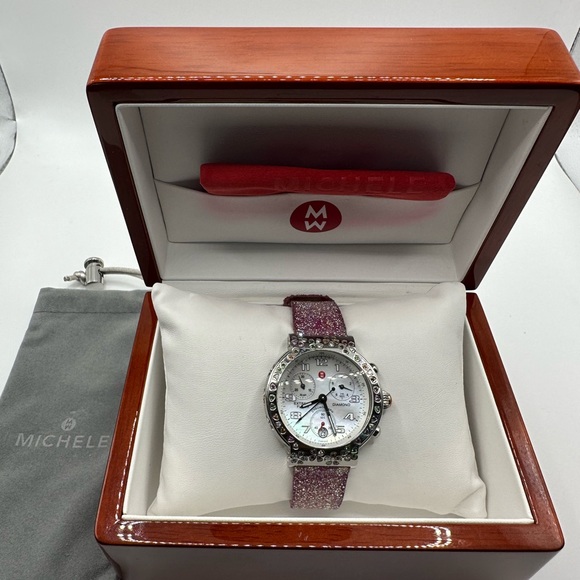 Michele Fleur Diamond Steel MOP Dial Ladies Quartz Watch MW04A13 (AUTHENTIC) - Picture 7 of 10